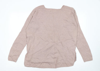 Next Women Pink Beaded Crew Neck Long Sleeve Pullover Jumper Size 12