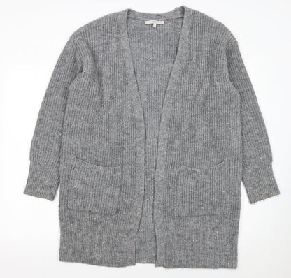 Next Women Grey Sequin Knit Longline Cardigan Size S