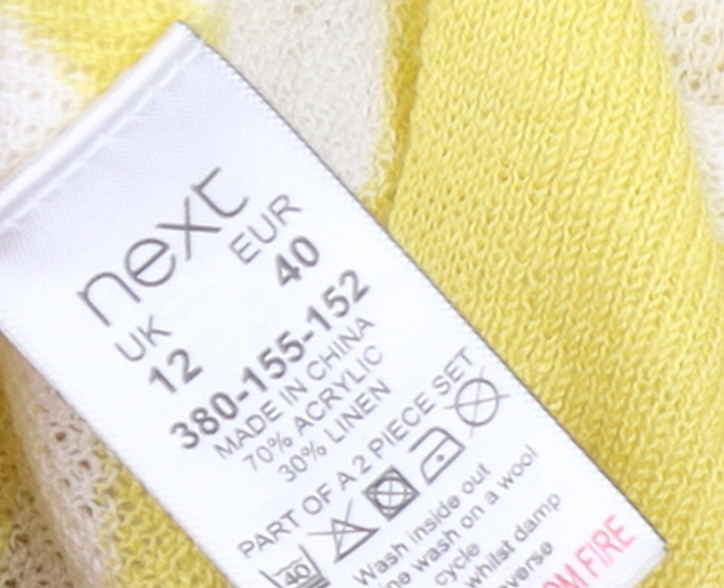 Womens UK Size 12 NEXT Yellow Cardigan Jumper