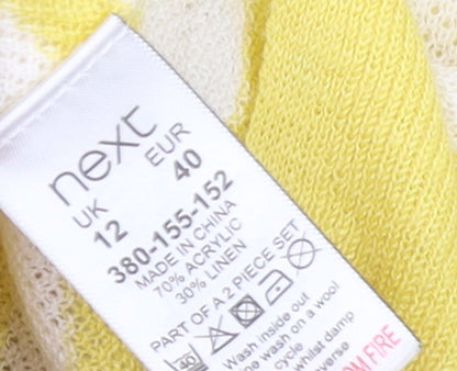 Womens UK Size 12 NEXT Yellow Cardigan Jumper