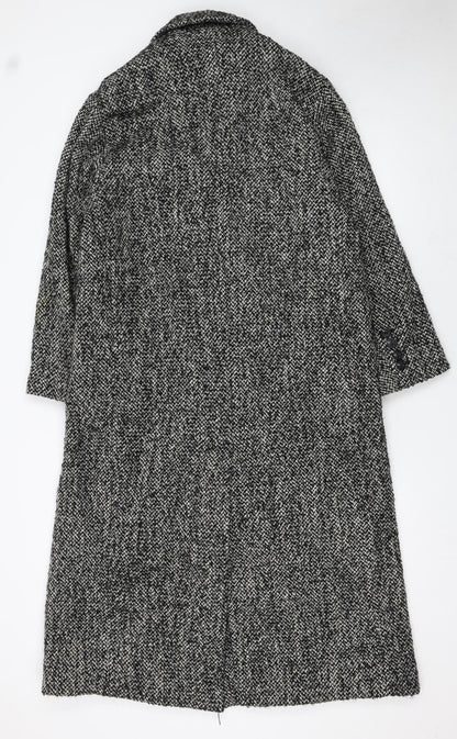 H&M Women's Grey Wool Blend Tweed Long Overcoat XS