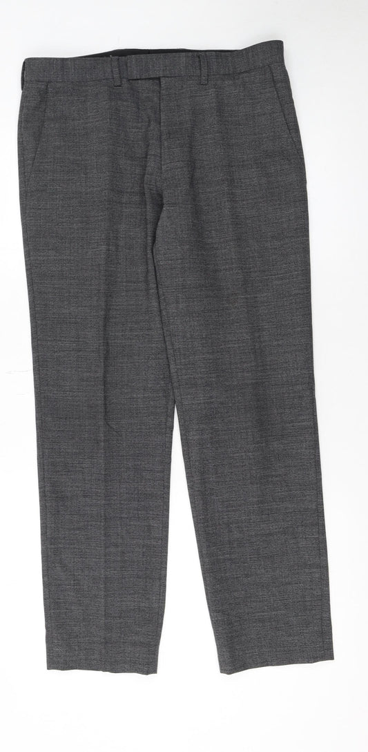 Mens UK Size 32S Kin by John Lewis Regular Fit Dress Pants Grey Trousers