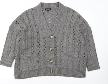 Womens UK Size S QED London Grey Cardigan Jumper