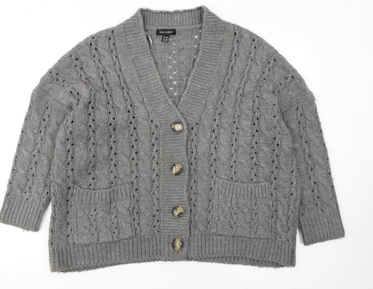 Womens UK Size S QED London Grey Cardigan Jumper