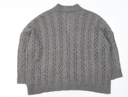 Womens UK Size S QED London Grey Cardigan Jumper