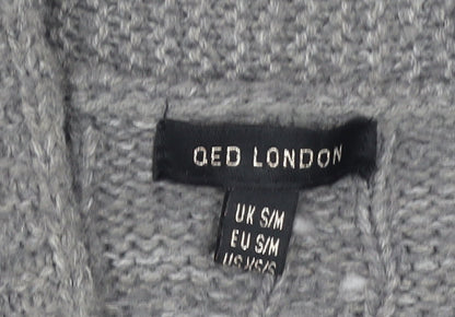 Womens UK Size S QED London Grey Cardigan Jumper