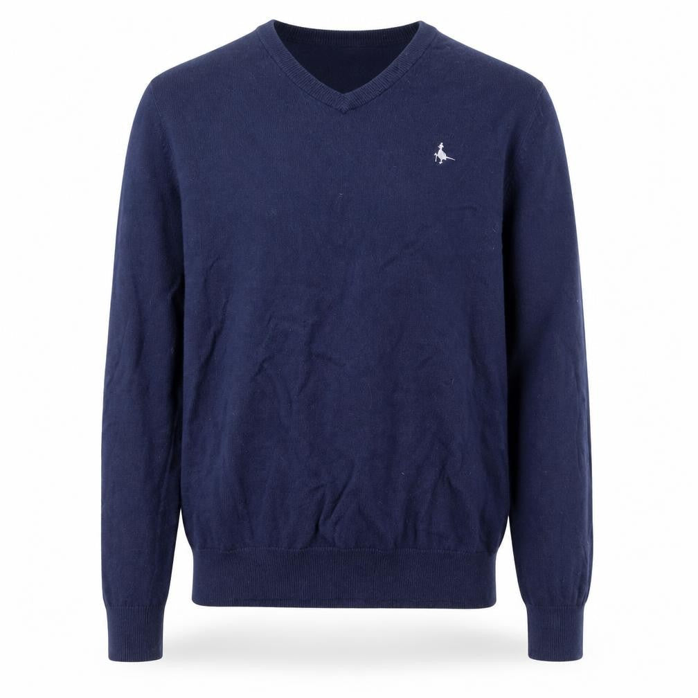 Jack Wills Men's Blue V-Neck Cotton Cashmere Jumper XS