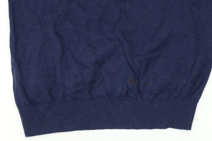 Jack Wills Men's Blue V-Neck Cotton Cashmere Jumper XS