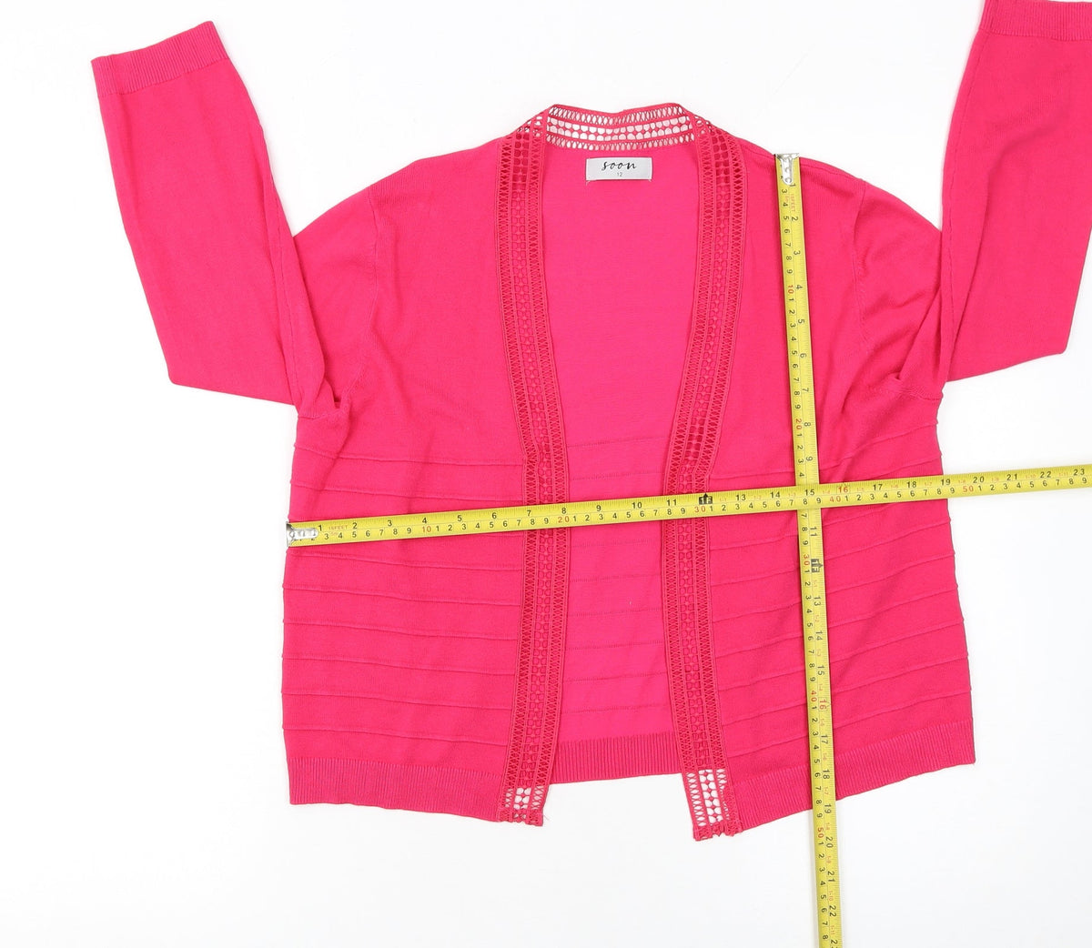 Soon Women's Pink Knit Open Front Cardigan Size 12