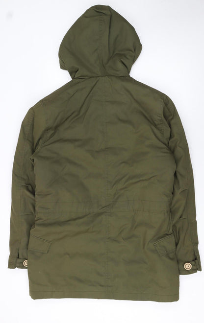 Anerkjendt Women Green Hooded Parka Jacket Size L