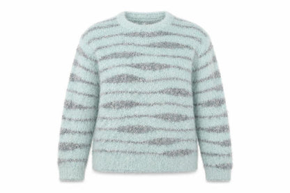Sandwich Womens Blue Striped Chunky Knit Pullover Jumper Size L