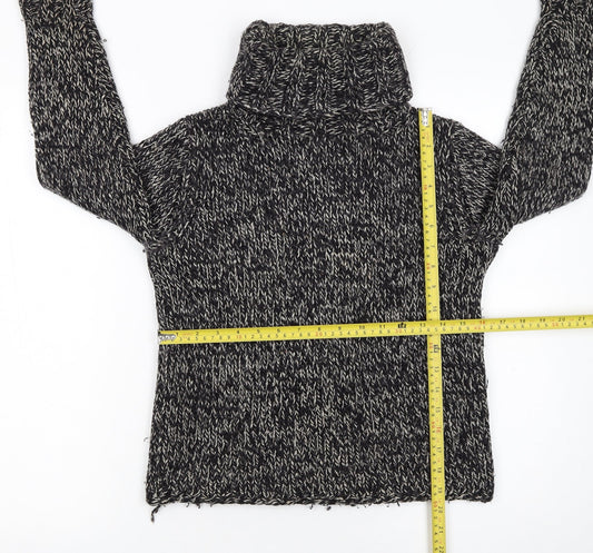 GAP Women’s Black Wool Blend Chunky Roll Neck Jumper Size S