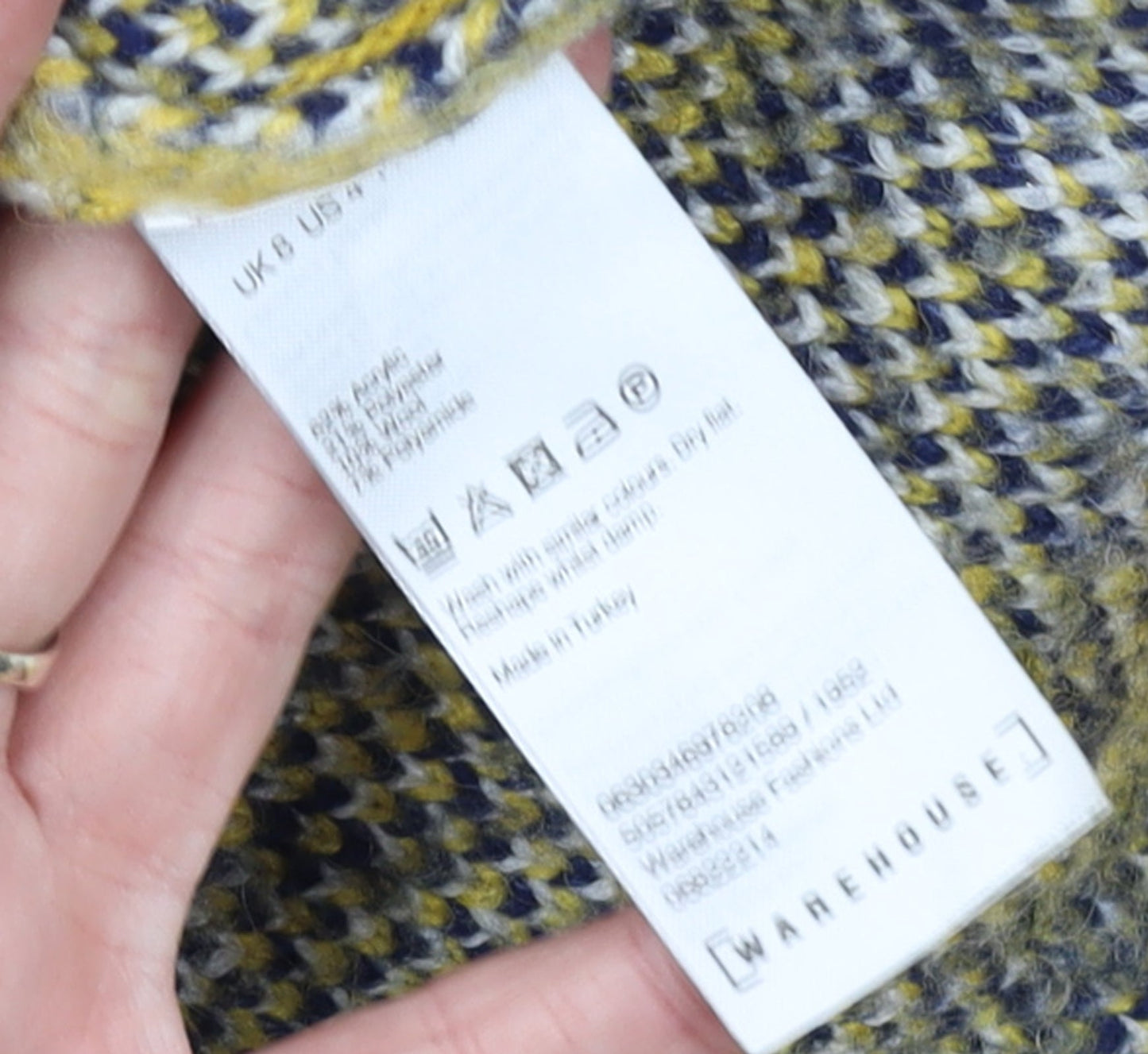 Womens UK Size 8 Warehouse Yellow Pullover Jumper