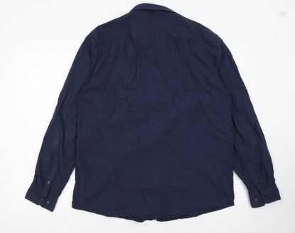 Tokyo Laundry Men's Blue Cotton Zip-Up Long Sleeve Shirt XL