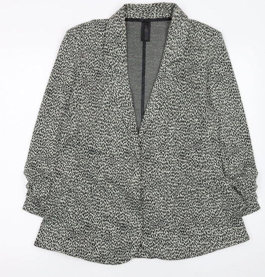 Next Women's Black Animal Print Blazer Size 14 Regular Fit