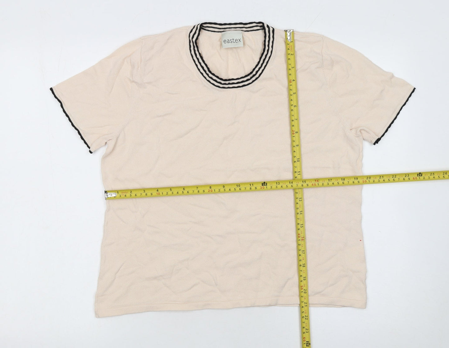 Eastex Women’s Beige Short Sleeve Cotton Knit Jumper Size 14