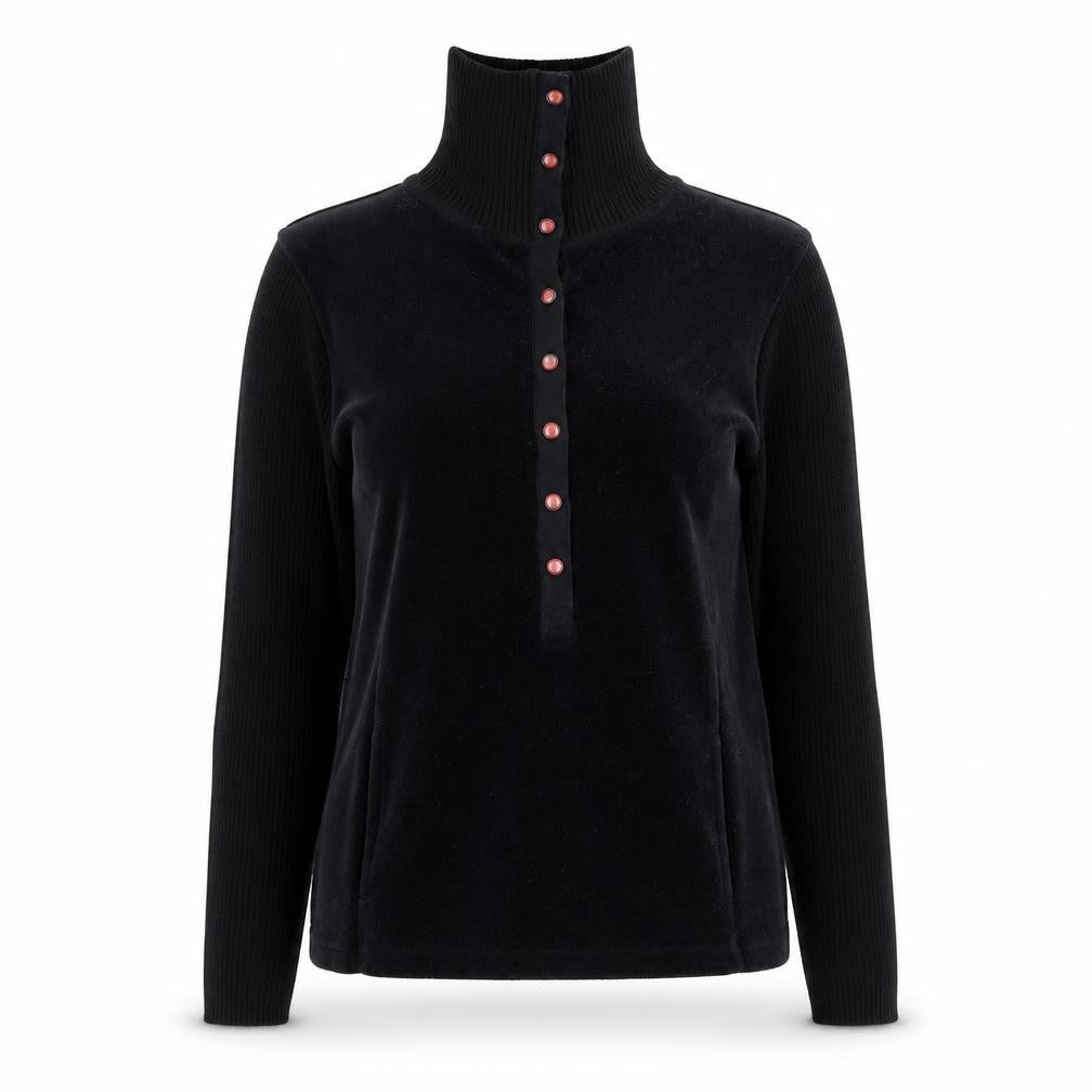 Marks and Spencer Womens Black Roll Neck Henley Jumper Medium