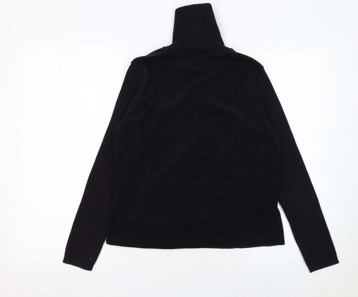 Marks and Spencer Womens Black Roll Neck Henley Jumper Medium