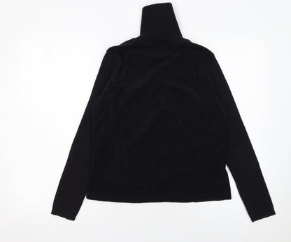 Marks and Spencer Womens Black Roll Neck Henley Jumper Medium