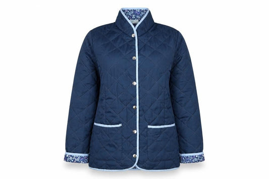 Nathalie Andersen Women's Blue Quilted Mid-Length Jacket Size 10/12