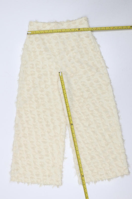 Womens UK Size S Zara Regular Fit Wide-Leg Ivory Trousers