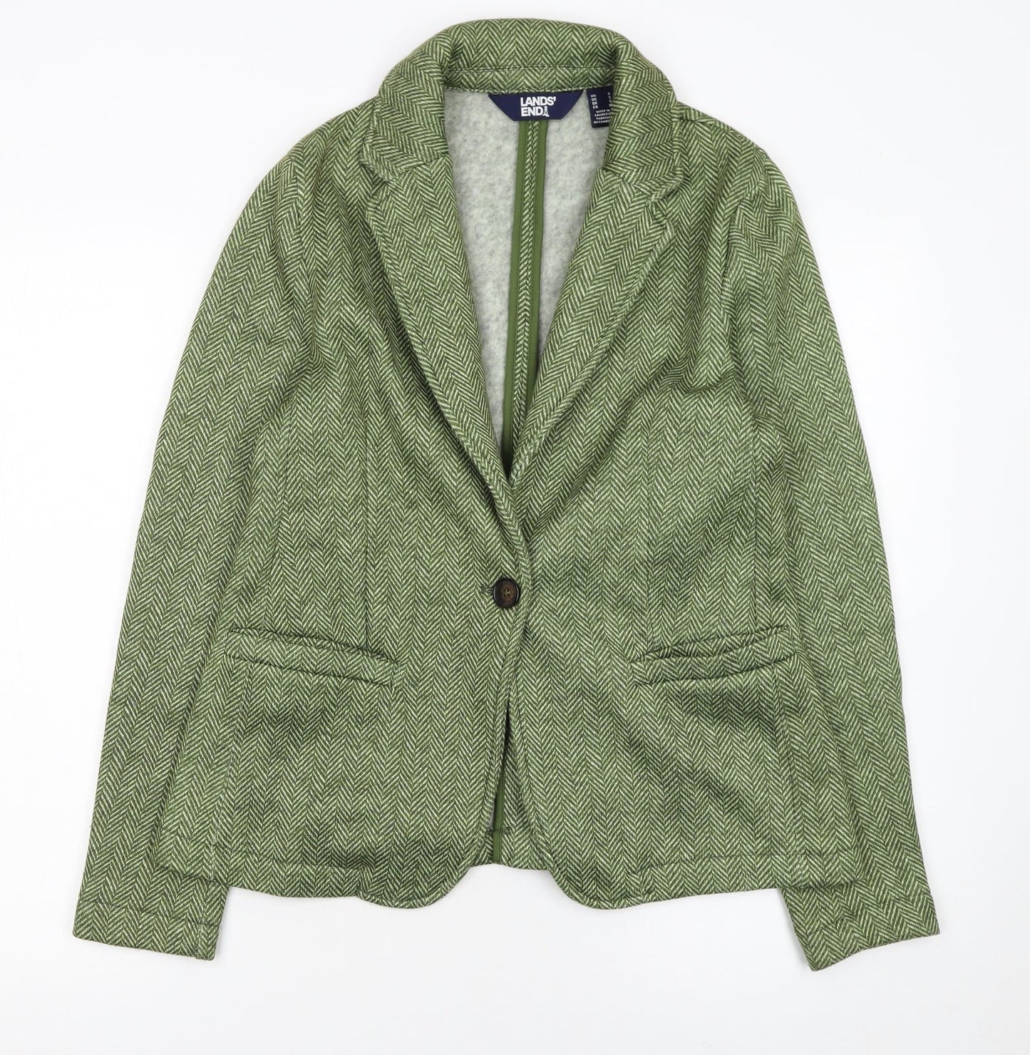 Womens UK Size S Lands' End Regular Green Blazer