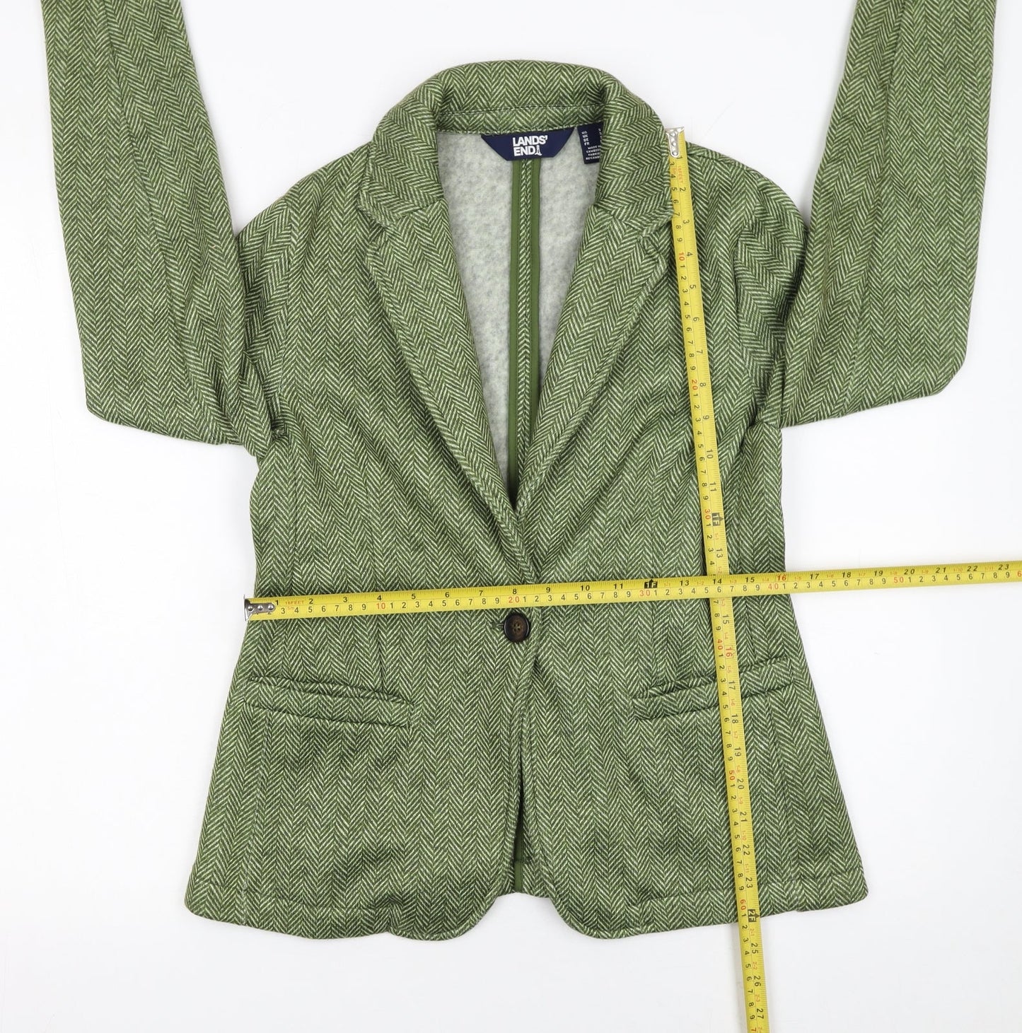 Womens UK Size S Lands' End Regular Green Blazer