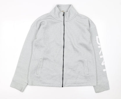 DKNY Women Grey Track Jacket Size L Full Zip Sportswear