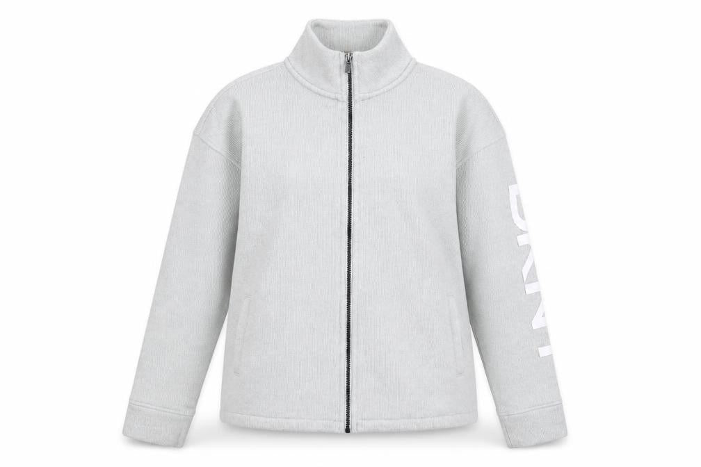 DKNY Women Grey Track Jacket Size L Full Zip Sportswear
