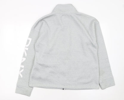 DKNY Women Grey Track Jacket Size L Full Zip Sportswear