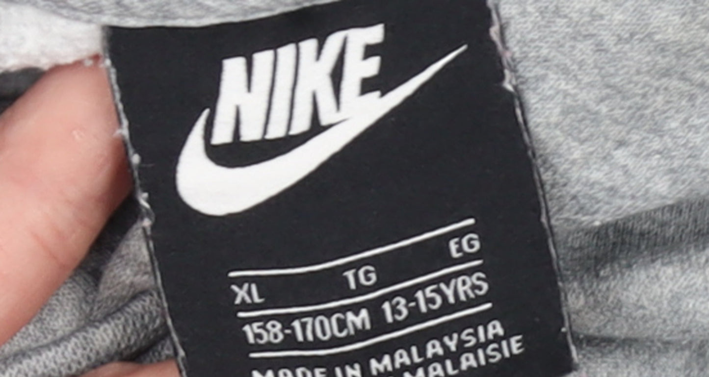 Nike Boys Grey Pullover Hoodie XL 13-15 Years Regular Fit Sportswear