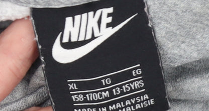 Nike Boys Grey Pullover Hoodie XL 13-15 Years Regular Fit Sportswear