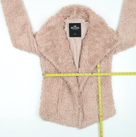 Hollister Women Beige Faux Fur Short Jacket Size S