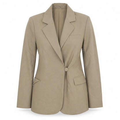 Boa Women Beige Single Breasted Blazer Jacket Size S Wool Blend