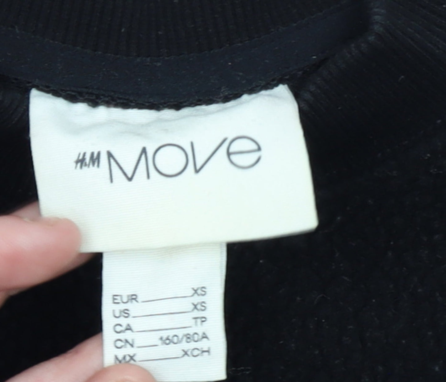 Womens UK Size XS H&M Move Black Pullover Sweatshirt