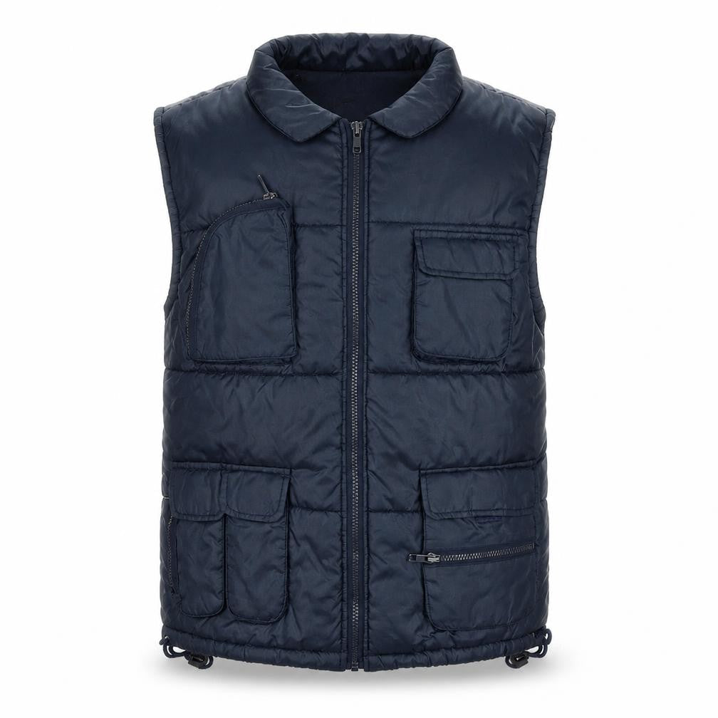 Front view of Tough League boys’ blue padded bodywarmer 5-6 years polyester outdoor zip vest