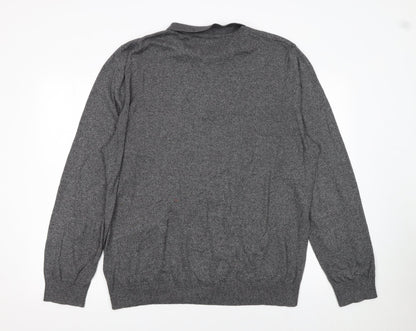 ASOS Men’s Grey Cotton Long Sleeve Polo Shirt 2XL Regular Fit