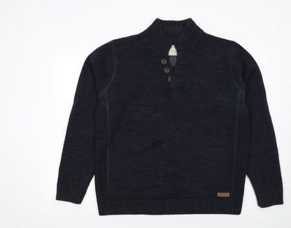 Mens UK Size XL Burton Menswear Blue Henley Jumper