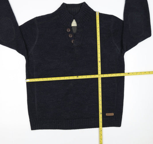 Mens UK Size XL Burton Menswear Blue Henley Jumper