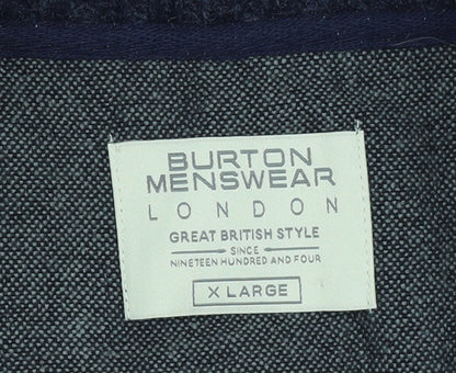 Mens UK Size XL Burton Menswear Blue Henley Jumper