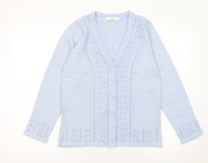 Womens UK Size 10-12 Isle Blue Cardigan Jumper