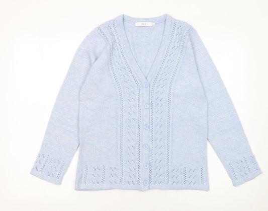 Womens UK Size 10-12 Isle Blue Cardigan Jumper