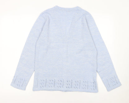 Womens UK Size 10-12 Isle Blue Cardigan Jumper