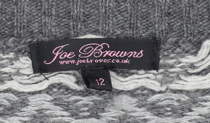 Joe Browns Women's Grey Fair Isle Knit Jumper Dress Size 12