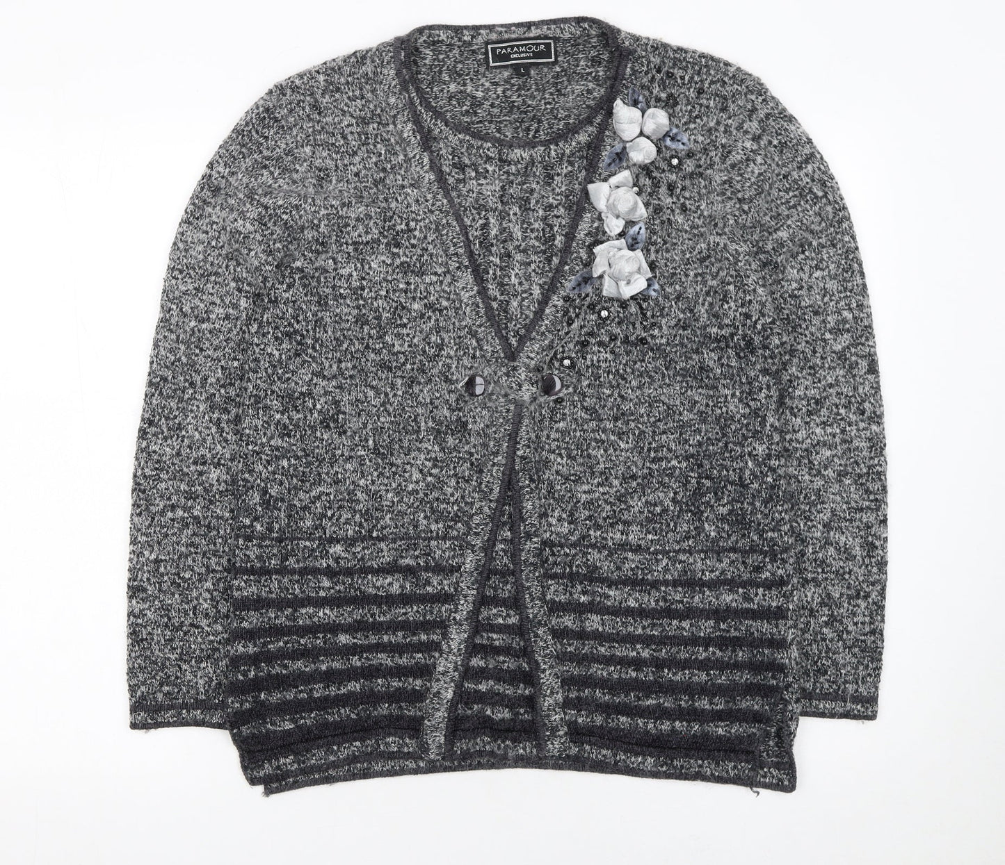 Womens UK Size L Paramour Grey Cardigan Jumper