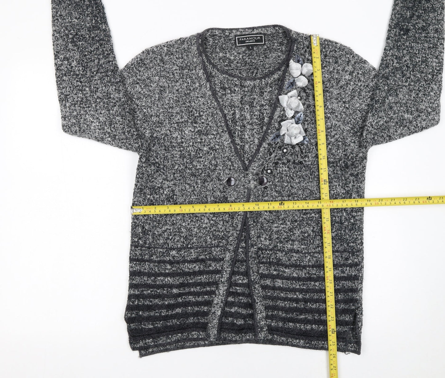 Womens UK Size L Paramour Grey Cardigan Jumper