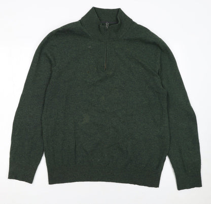 Mens UK Size L Boden Green 1/2 Zip Jumper