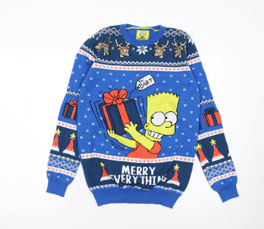 Boys UK Size 12-13 Years The Simpsons Blue Pullover Jumper