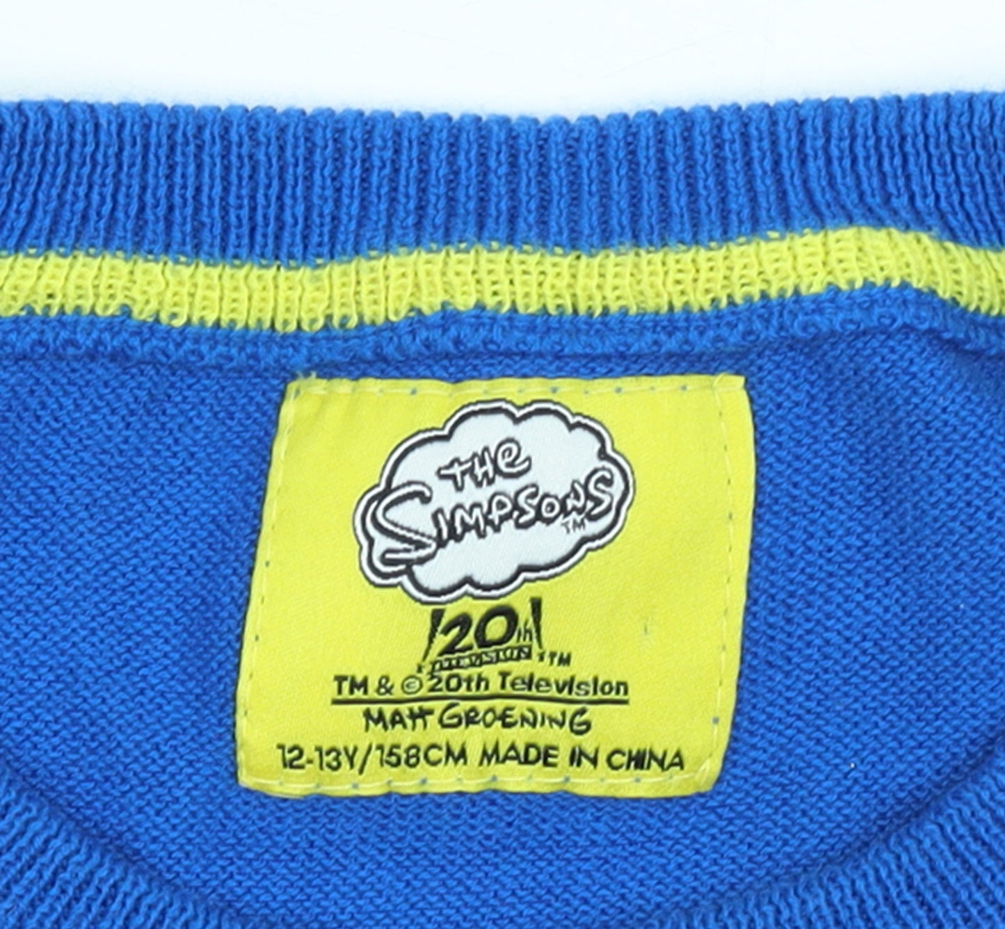 Boys UK Size 12-13 Years The Simpsons Blue Pullover Jumper