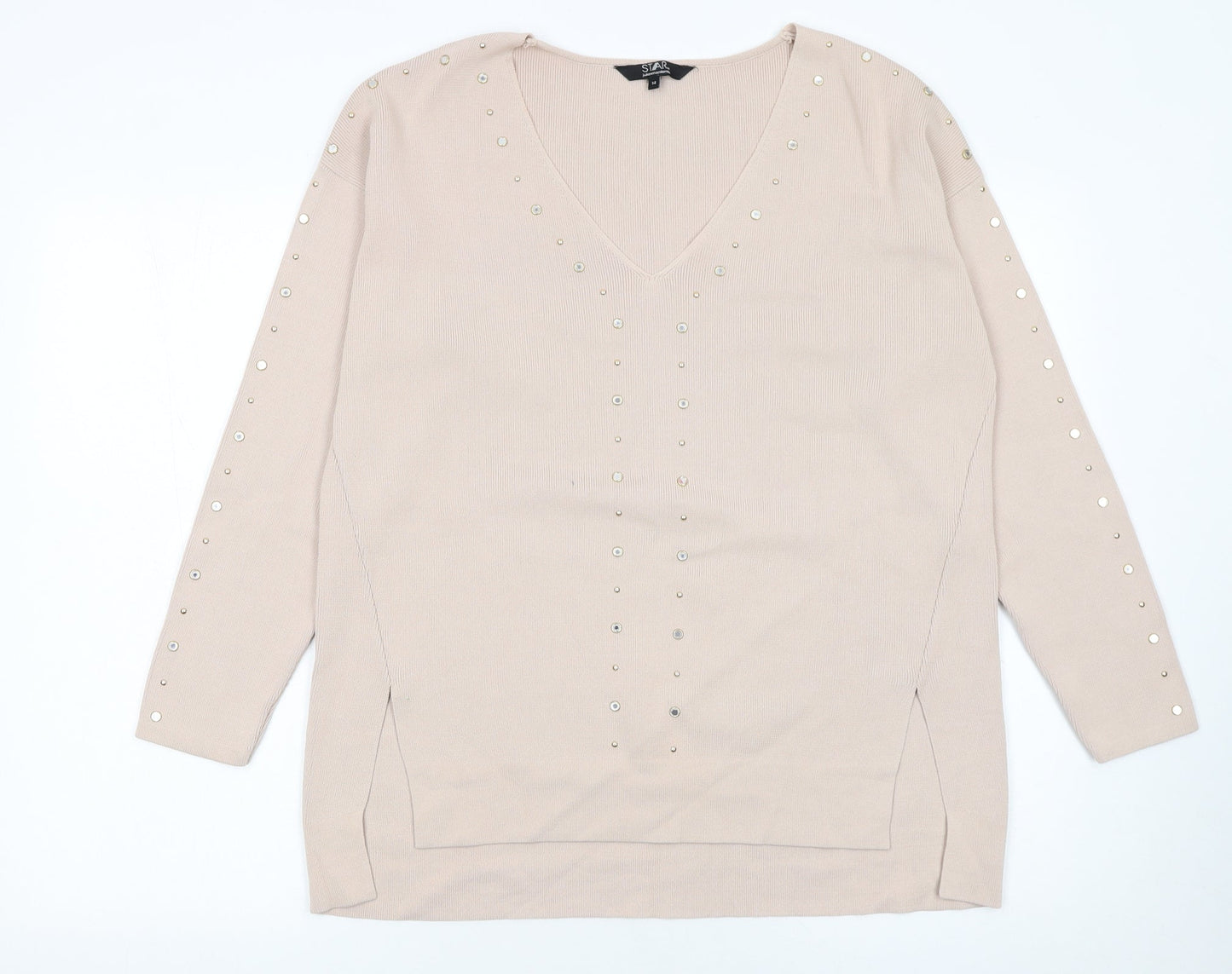 Womens UK Size 14 Star by Julien Macdonald Beige Pullover Jumper